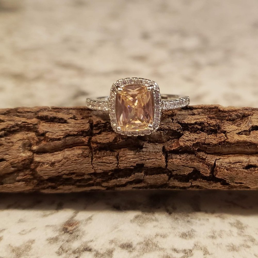 Cotton Candy Pink Halo CZ Ring Size 6